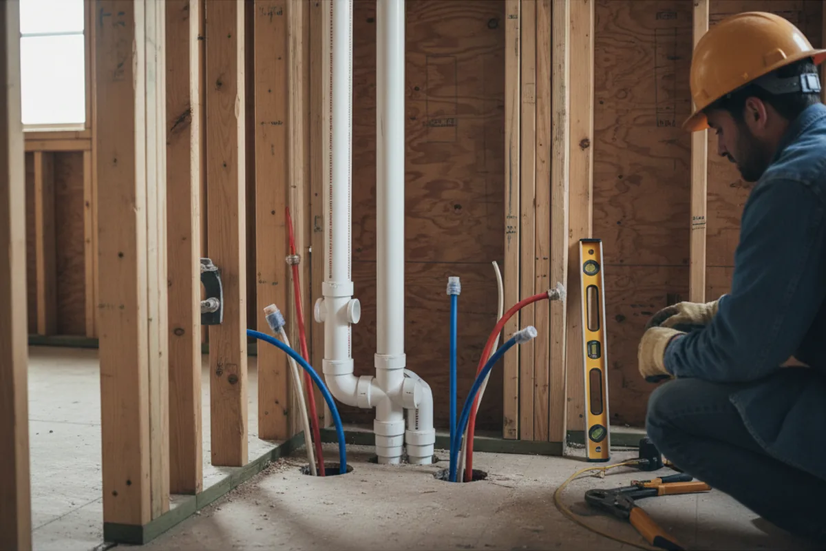Drain and supply rough-in during Leak Detection in Sharon Springs