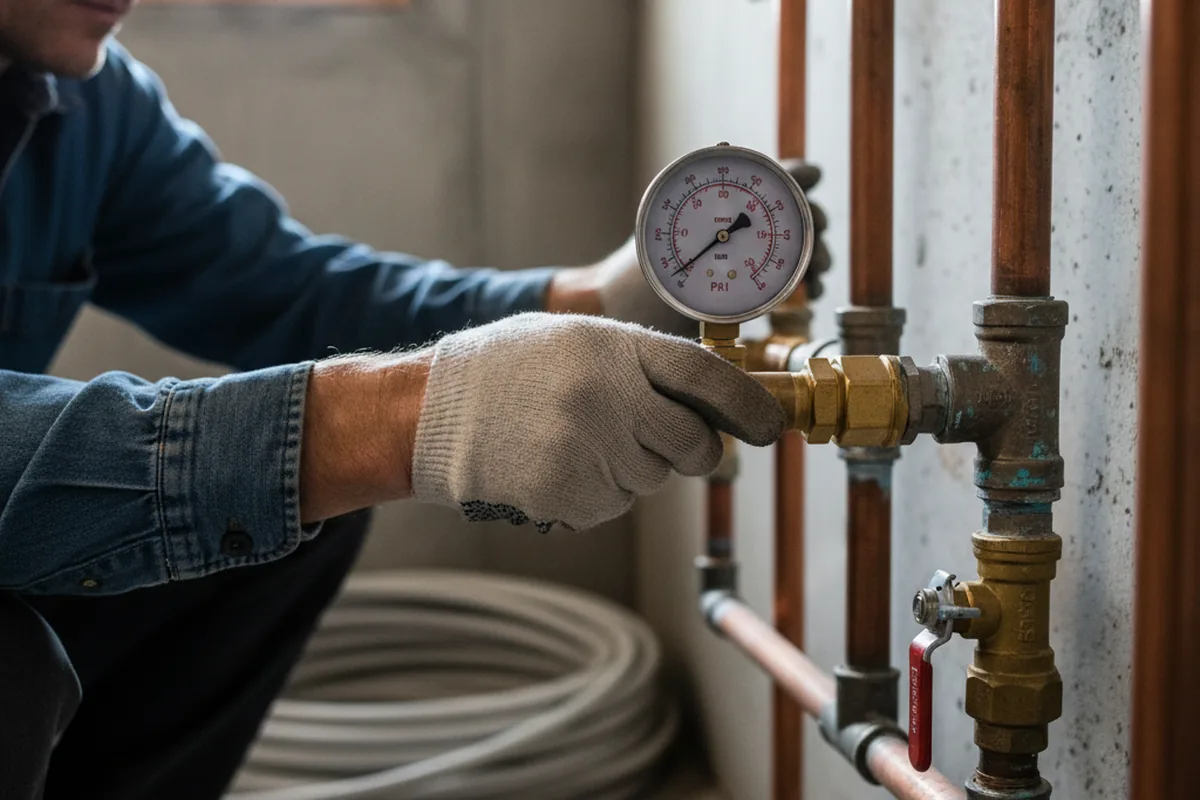 Pressure testing a repaired line during Water Line Repair in Sharon Springs